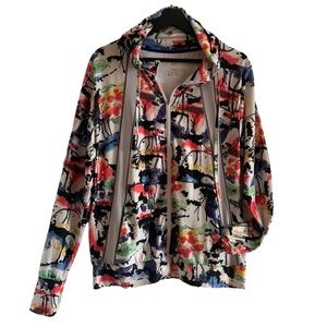 *ABS Allen Schwartz Hoodie Jacket Large Paint Slatter Zipper Activewear Fitness
